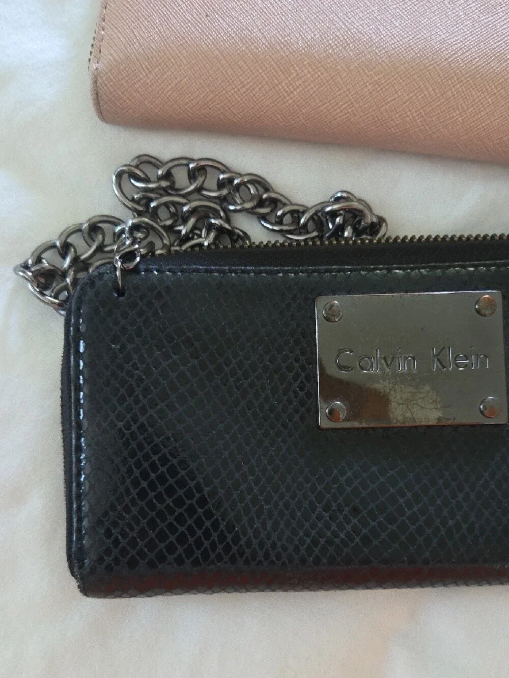 Calvin Klein Blush Pink and Black Zip Wallet Duo